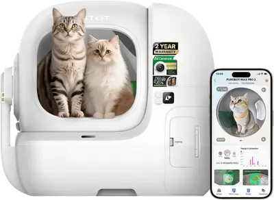 White PETKIT Purobot Max Pro 2 automatic litter box with camera