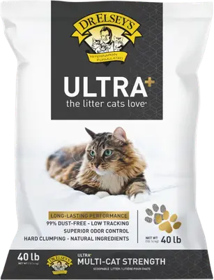 Dr. Elsey’s Ultra+ unscented clumping clay cat litter bag