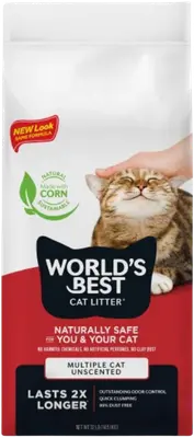 World’s Best Multiple Cat Unscented corn cat litter bag